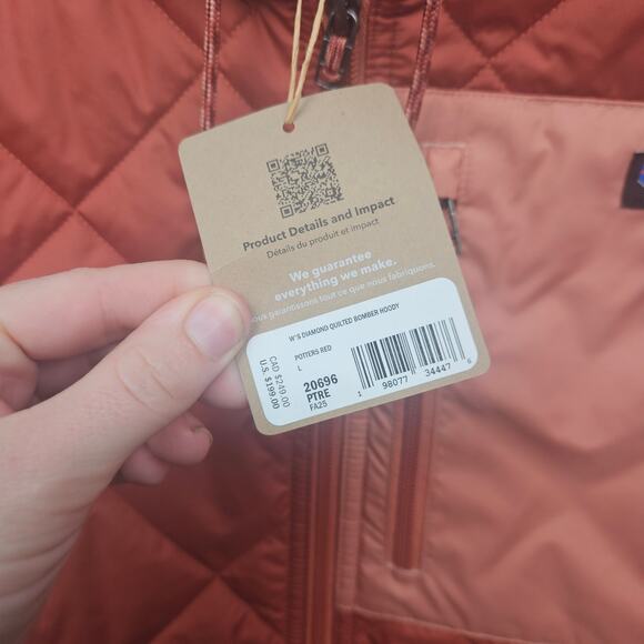 Patagonia Women's Diamond Quilted Bomber Coat Hoody Sienna Clay Size Large - Picture 6 of 9
